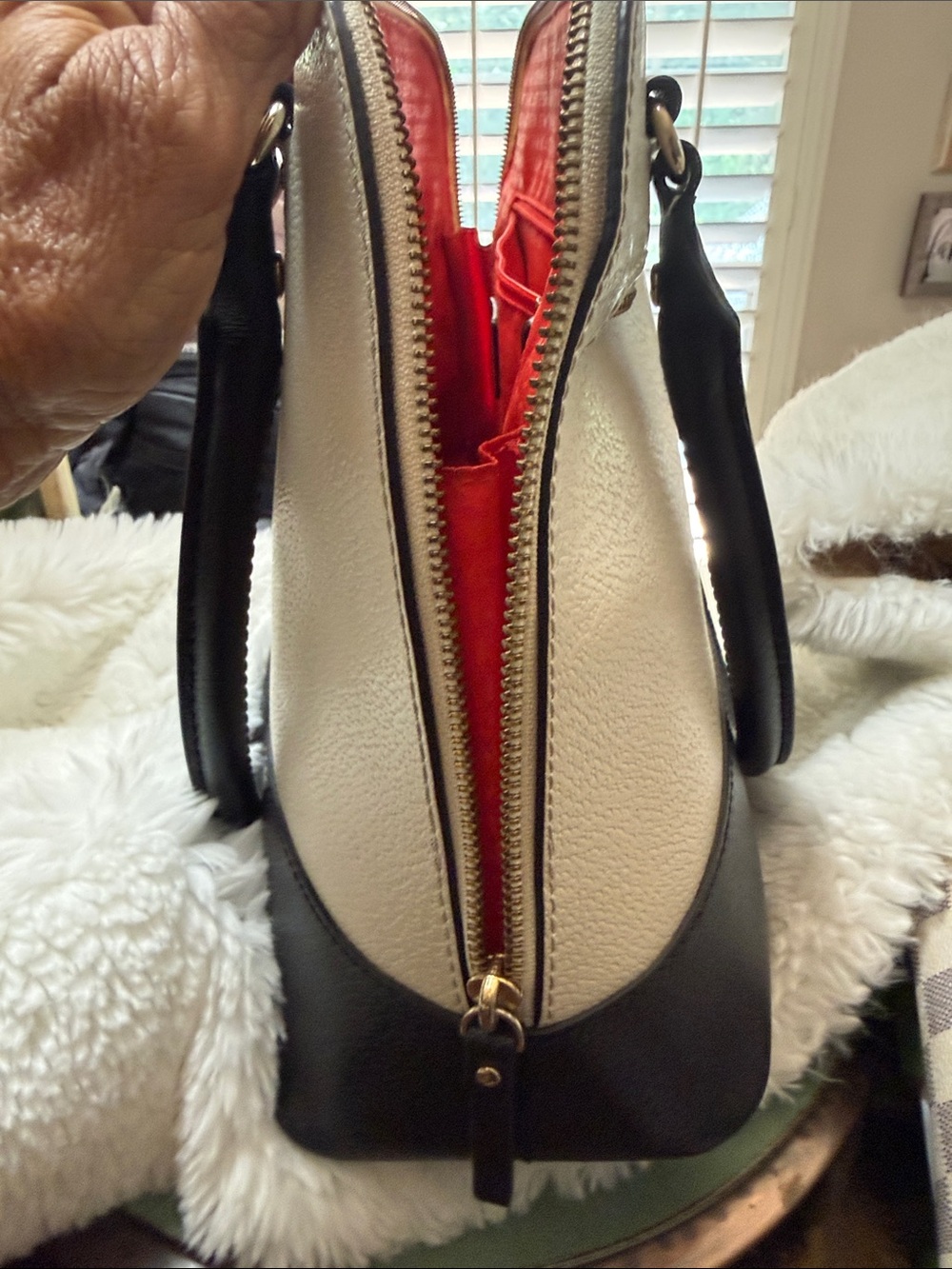 kate spade Two-Tone Cream and Black Dome Satchel - Picture 3 of 5